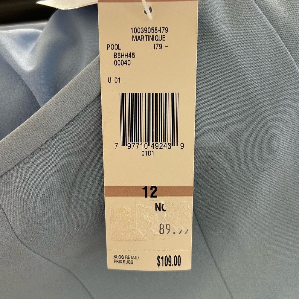 Pleated Skirt Jones New York Size 12 Silk Blue Office Siren Career Flowy NEW - Picture 7 of 7